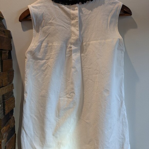 S'MaxMara White Sleeveless Top with Black Ruffle Trim XS/S Elegant Girlhoodcore - Picture 3 of 5